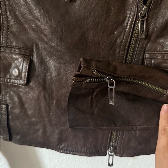 Vince Brown Leather Jacket - Picture 7 of 9